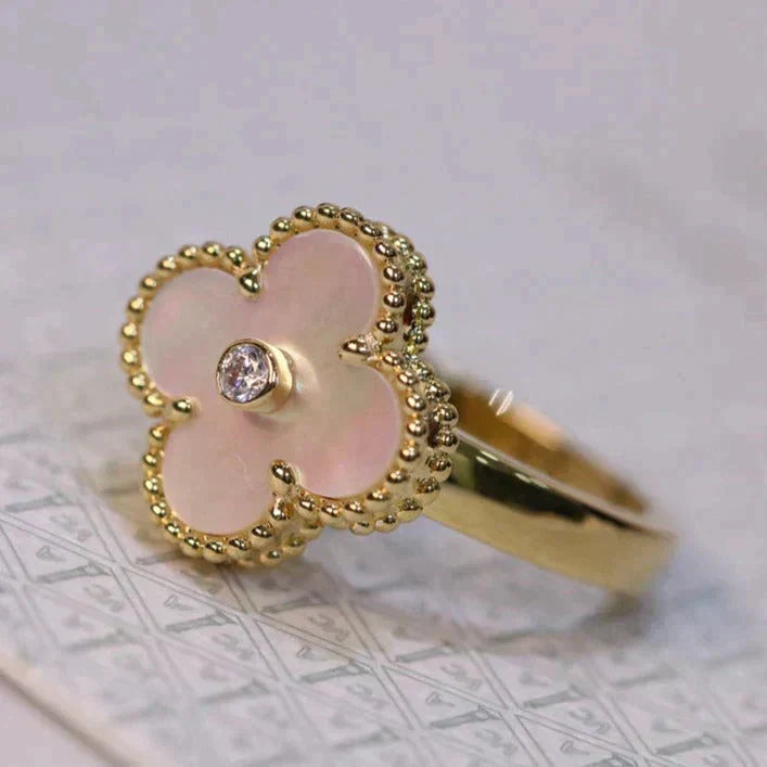 BAGUE TRÈFLE DELUXE | BLANC - OR