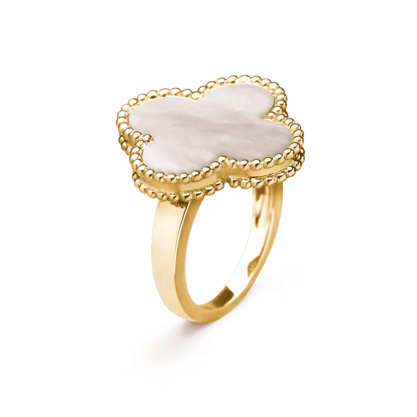 BAGUE TRÈFLE | BLANC - OR