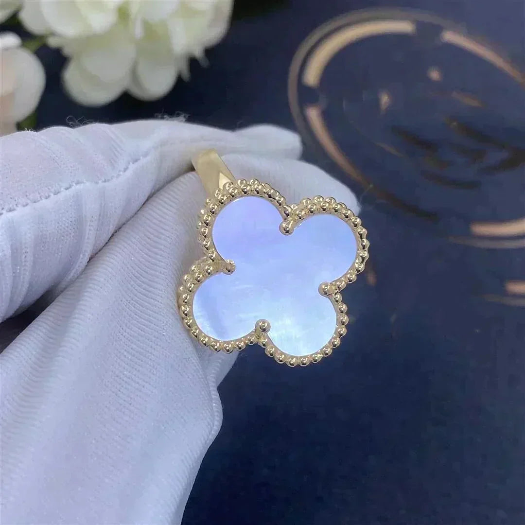 BAGUE TRÈFLE | BLANC - OR