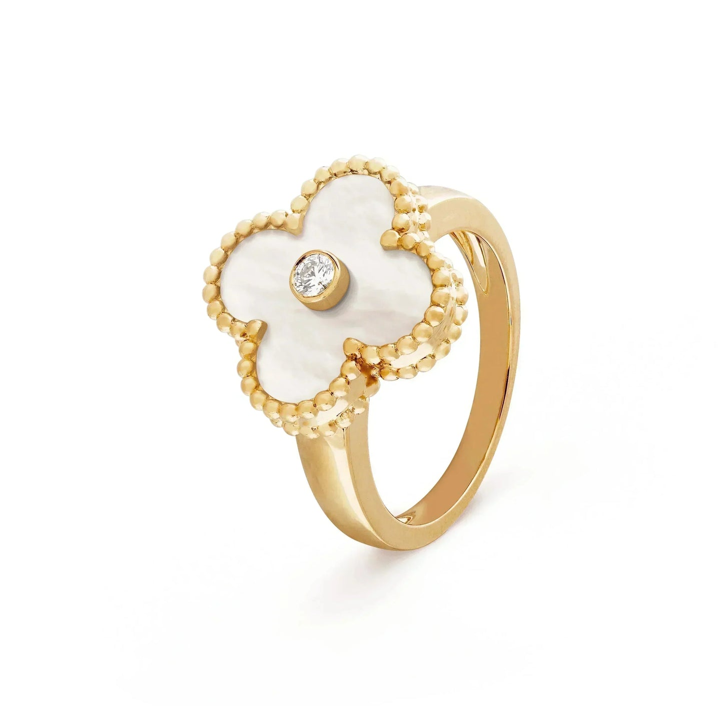 BAGUE TRÈFLE DELUXE | BLANC - OR