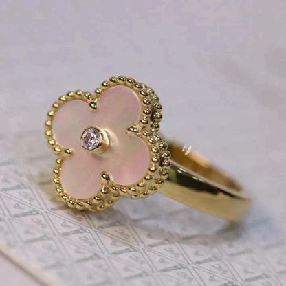 BAGUE TRÈFLE DELUXE | BLANC - OR
