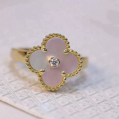 BAGUE TRÈFLE DELUXE | BLANC - OR