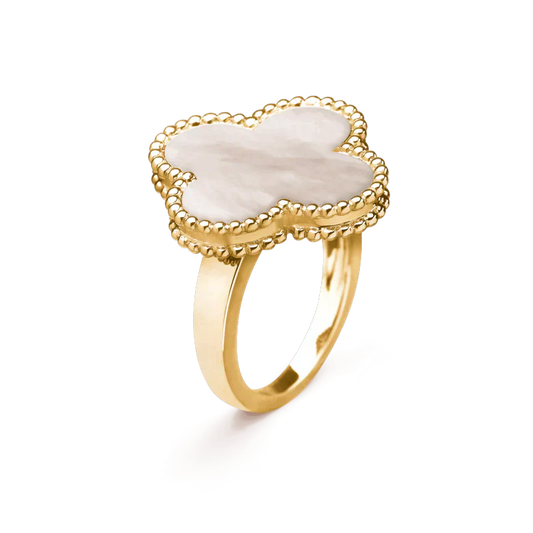 BAGUE TRÈFLE | BLANC - OR