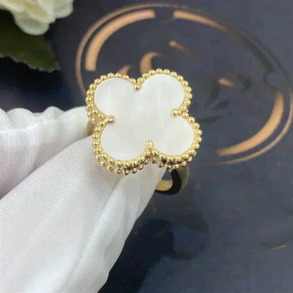 BAGUE TRÈFLE | BLANC - OR